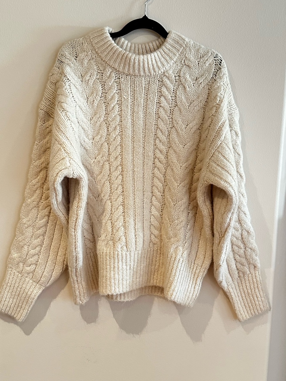 A NEW DAY size MEDIUM Chunky Cream Cable Knit Soft Sweater NEW! $45